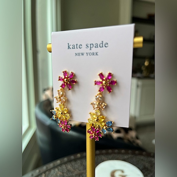 NWT KATE SPADE FIRST BLOOM LINEAR CRYSTAL EARRINGS - Picture 2 of 6